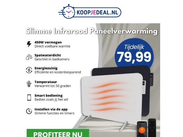 Smart Paneelverwarming nu 79,99 🌡️
