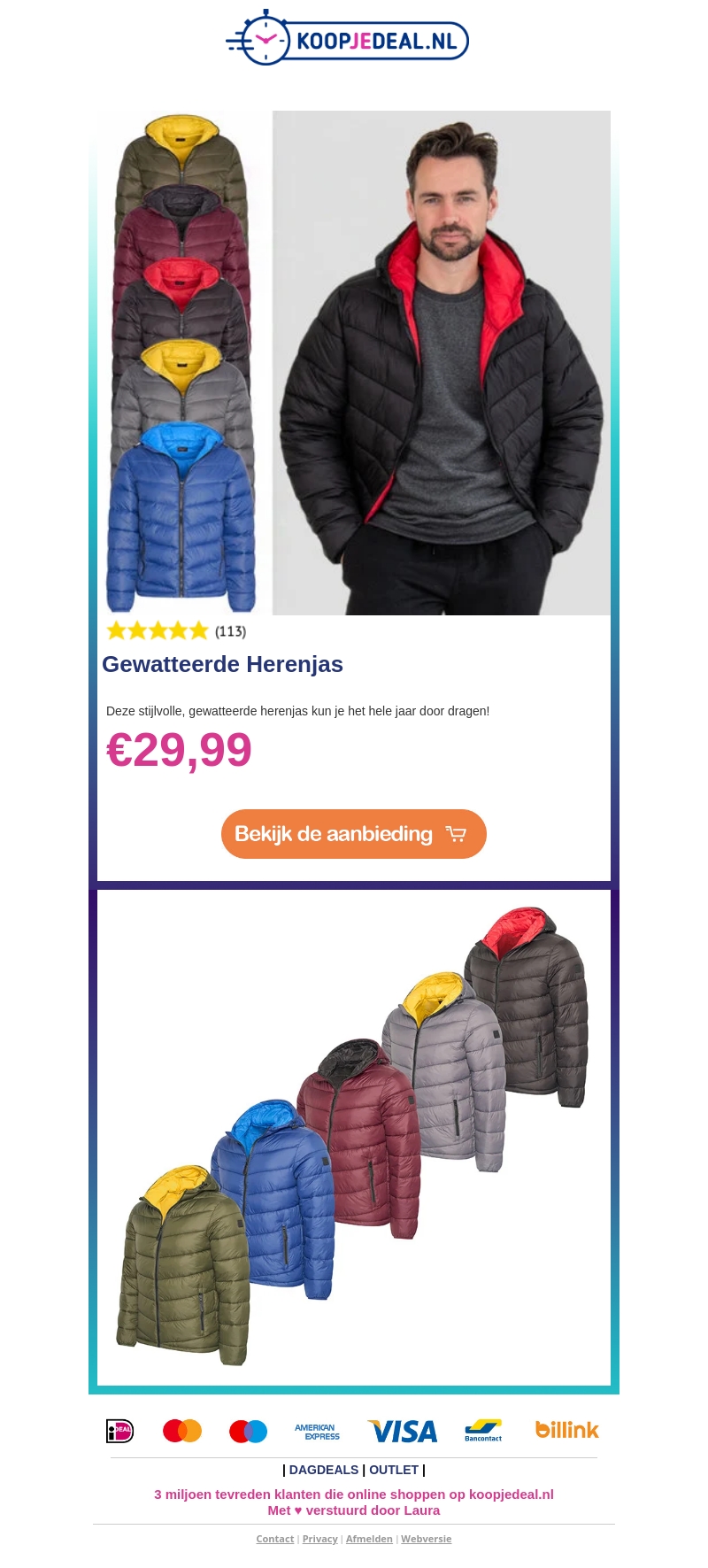 SALE: Gewatteerde Herenjas €29,99 ❄️ SALE: Gewatteerde Herenjas €29,99 ❄️