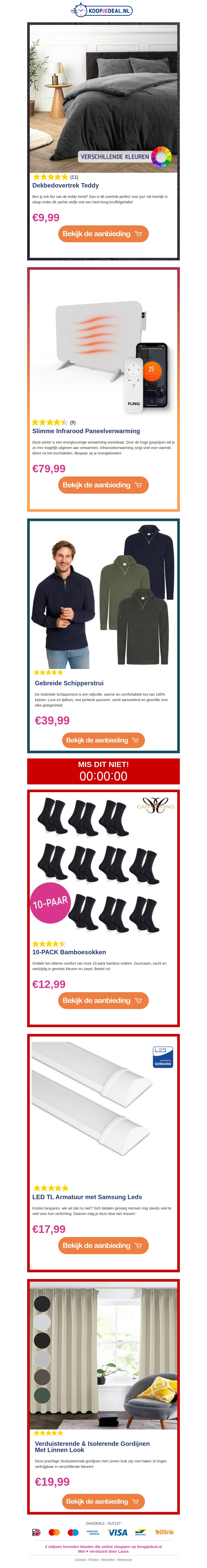 Teddy Dekbedovertrek €9,99🧸 | Infrarood Verwarming €79,99🔥| Gebreide Schipperstrui €39,99⚓ Teddy Dekbedovertrek €9,99🧸 | Infrarood Verwarming €79,99🔥| Gebreide Schipperstrui €39,99⚓