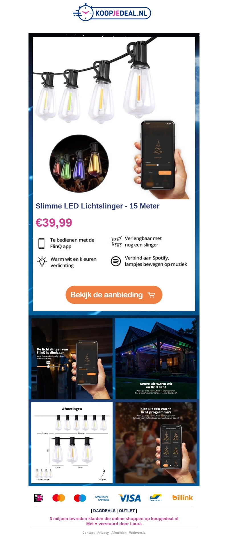 Top Deal: Slimme LED Lichtslinger - 15 meter Top Deal: Slimme LED Lichtslinger - 15 meter
