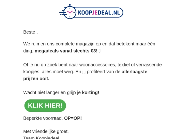 Magazijn Leegverkoop, Deals voor €3❗