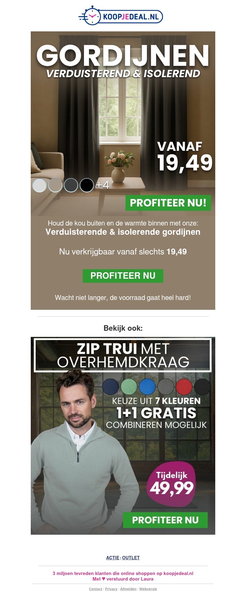 Actie: Isolerende Gordijnen nu 19,49 Actie: Isolerende Gordijnen nu 19,49