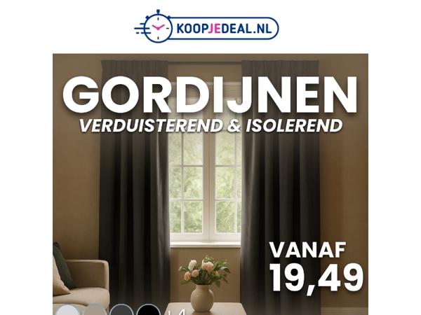 Actie: Isolerende Gordijnen nu 19,49