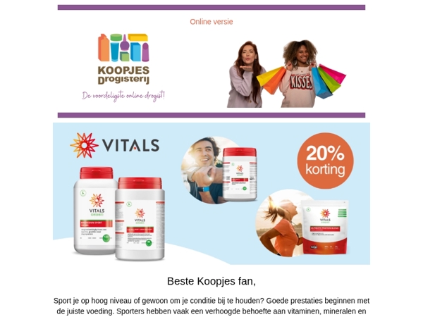 Ontdek het sportassortiment van Vitals | KoopjesDrogisterij.nl