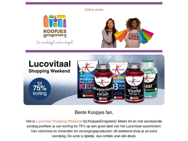 Lucovitaal Shopping Weekend: tot 75% korting | KoopjesDrogisterij.nl