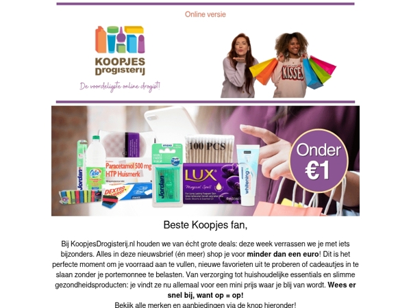 Shoppen voor minder dan één euro? Dat kan bij KoopjesDrogisterij!