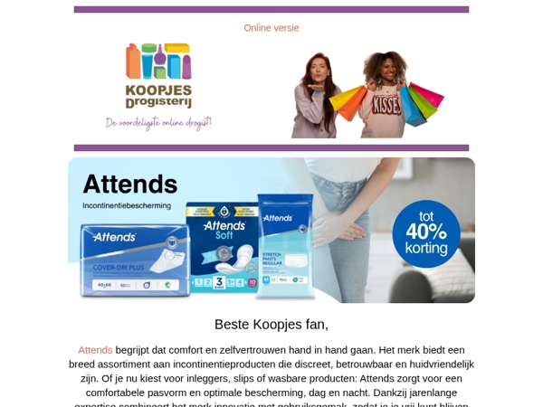 Comfort en zekerheid met Attends – tot 40% korting! | KoopjesDrogisterij.nl