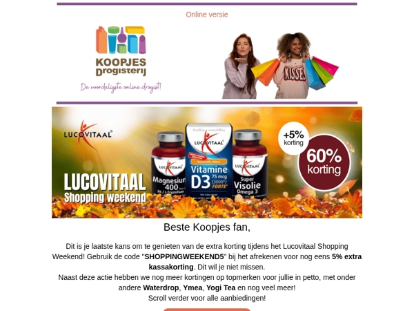 Laatste kans! Het is vandaag nog Lucovitaal Shopping Weekend!