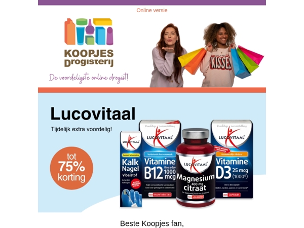 Tot wel 75% korting op het uitgebreide assortiment van Lucovitaal