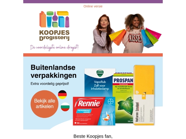 Buitenlandse verpakkingen zijn nog goedkoper! | KoopjesDrogisterij.nl