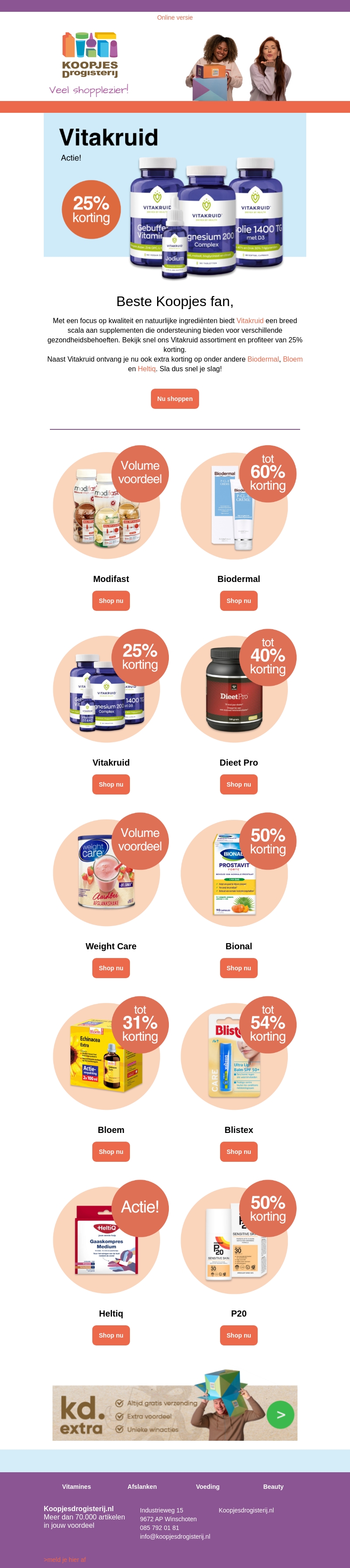 Korting op Vitakruid bij KoopjesDrogisterij! | Bekijk snel alle acties Korting op Vitakruid bij KoopjesDrogisterij! | Bekijk snel alle acties