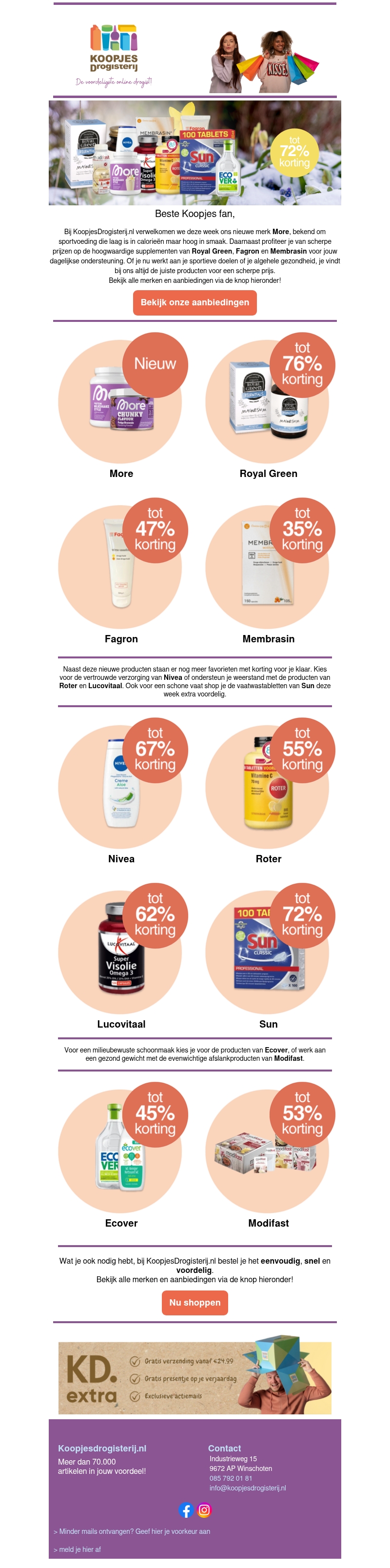 Nieuw bij KoopjesDrogisterij: More + topdeals op Nivea en meer Nieuw bij KoopjesDrogisterij: More + topdeals op Nivea en meer