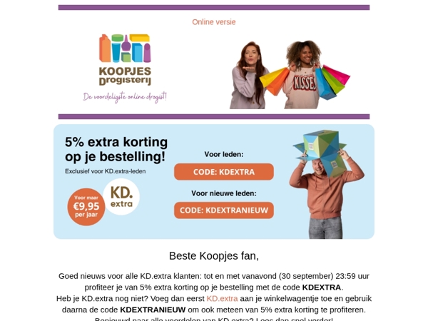 🎁 Gebruik snel jouw code en shop met extra korting! | KoopjesDrogisterij.nl