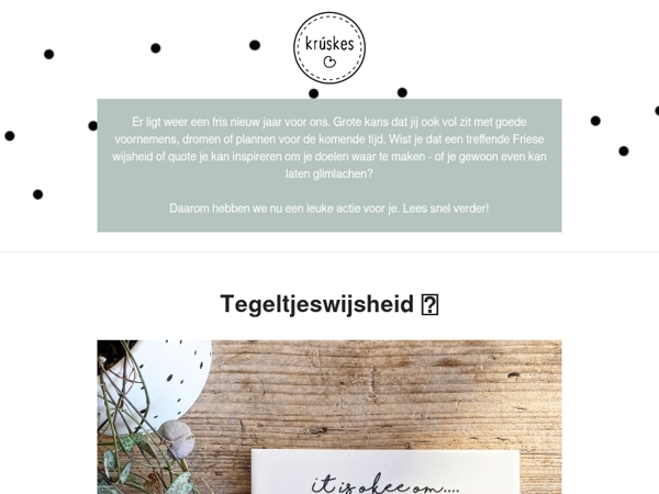 📢 20% korting op alle Tegeltjes en Bordjes!