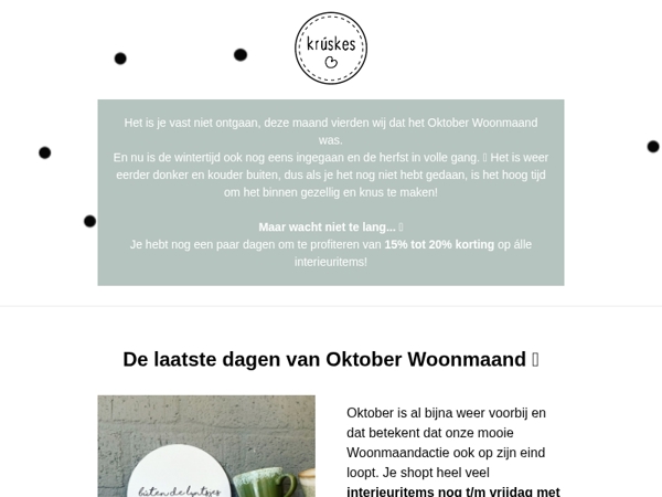Nog maar een paar dagen 20% Woonmaandkorting! 🙌🏻