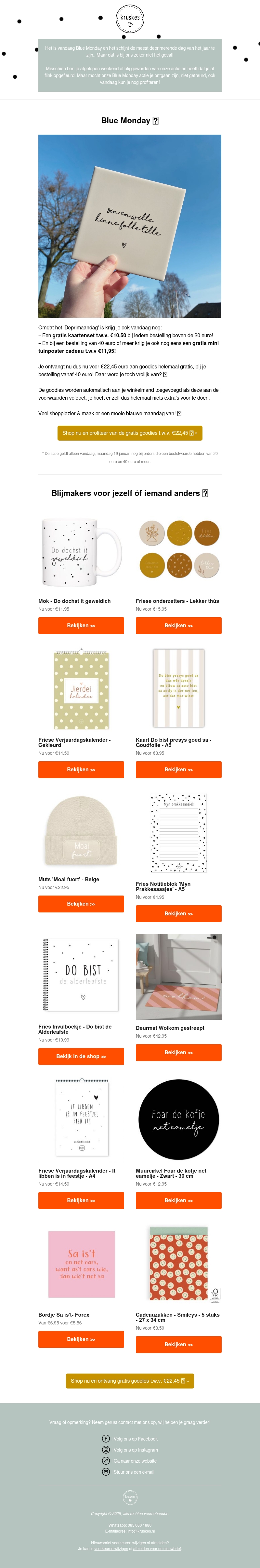 🎁 Gratis Blue Monday cadeautjes bij je bestelling 🎁 Gratis Blue Monday cadeautjes bij je bestelling