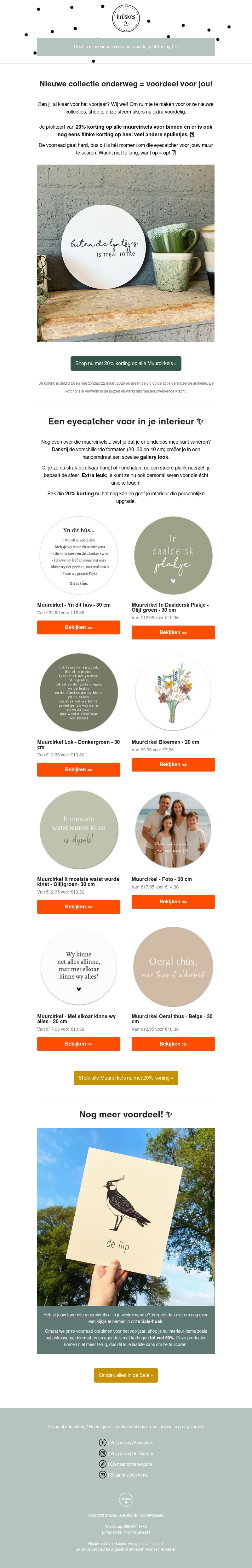 📢 Voorjaarsopruiming: 20% korting op alle muurcirkels! 📢 Voorjaarsopruiming: 20% korting op alle muurcirkels!