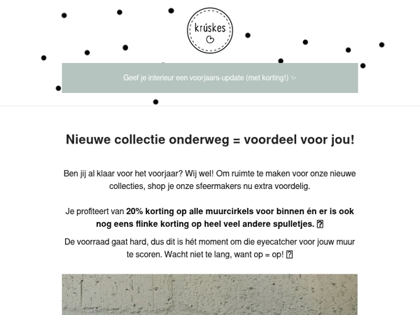 📢 Voorjaarsopruiming: 20% korting op alle muurcirkels!