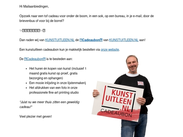 Kunstuitleen cadeau voor de feestdagen ✨🎅🎁