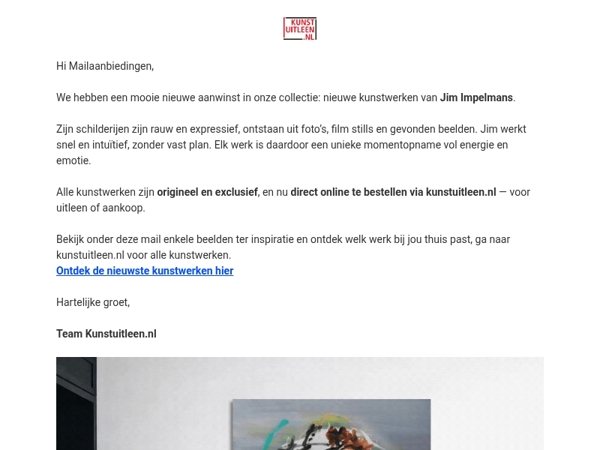Nieuw in de kunstuitleen collectie! Exclusieve kunstwerken van Jim Impelmans