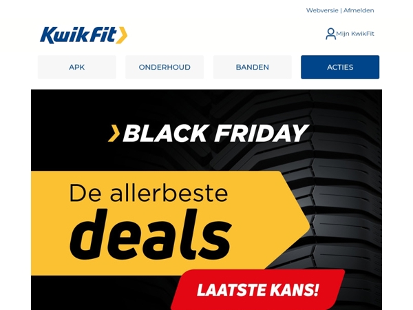 Het is Black Friday! 25% korting op banden, uitlijnen, APK en onderhoudsbeurten