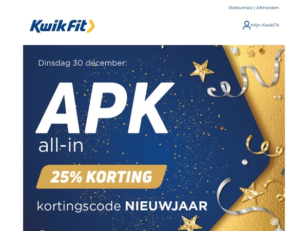 Alleen vandaag. 25% korting op de APK-Keuring.