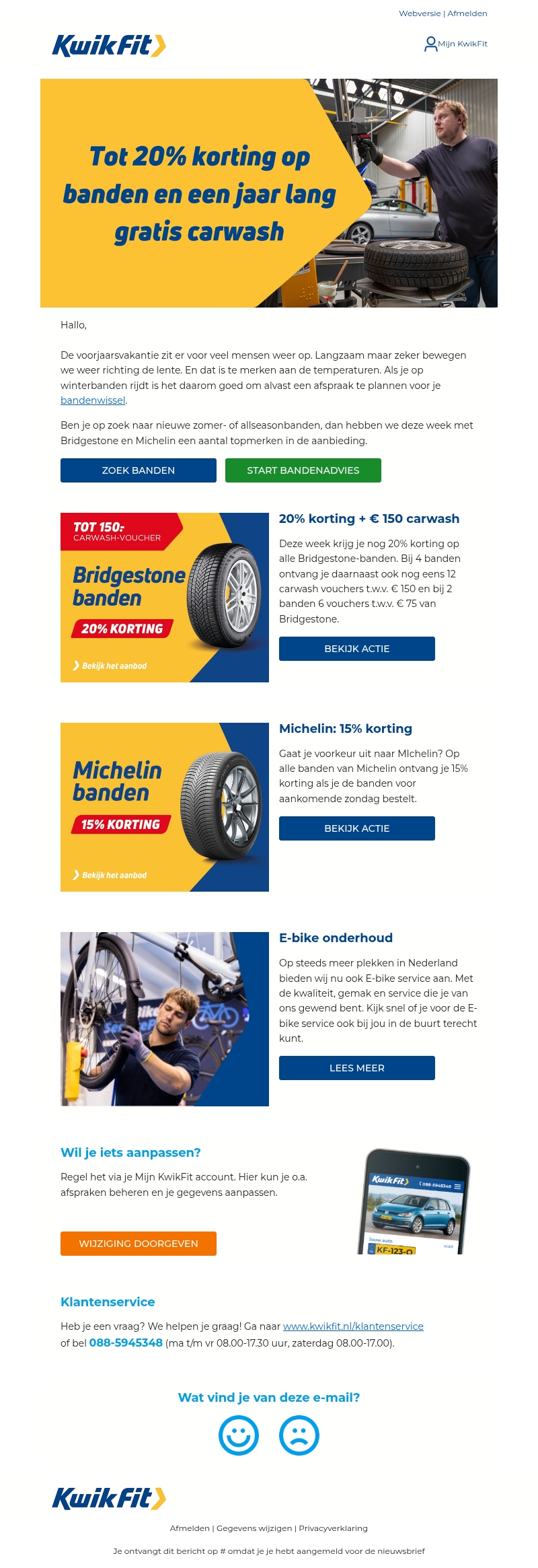 Tot 20% korting op banden en gratis carwash Tot 20% korting op banden en gratis carwash