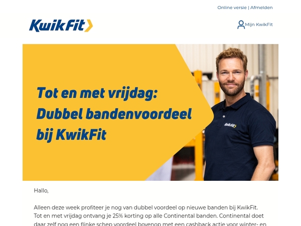 Tot en met vrijdag: dubbel bandenvoordeel bij KwikFit