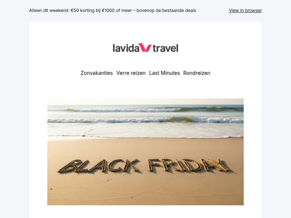 🎁 Nu €50 extra Black Friday korting op je boeking