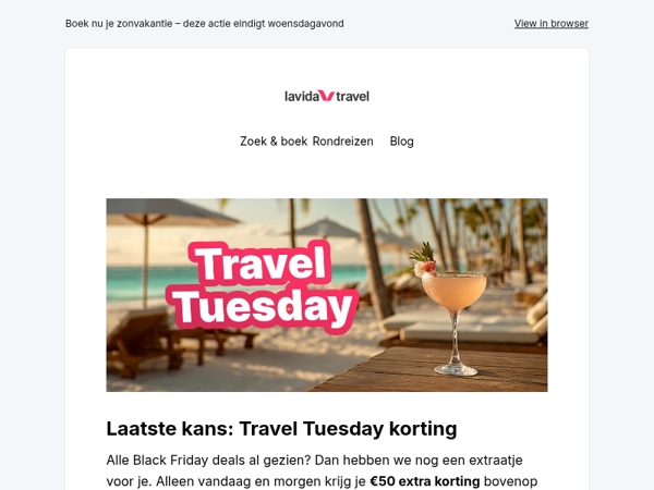 ✈️ Travel Tuesday: €50 extra korting t/m morgen