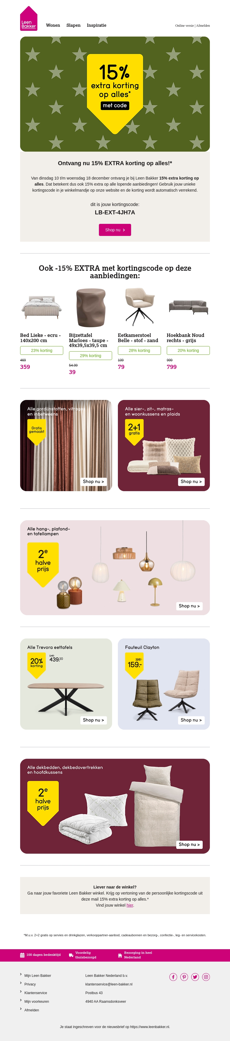 π€ 15% EXTRA korting op alles!* π€ 15% EXTRA korting op alles!*