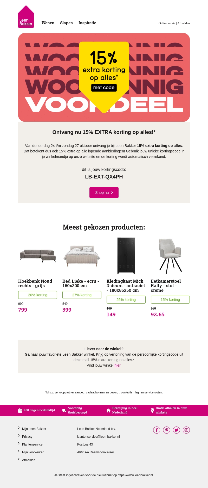 15% EXTRA korting op alles ❗ 15% EXTRA korting op alles ❗