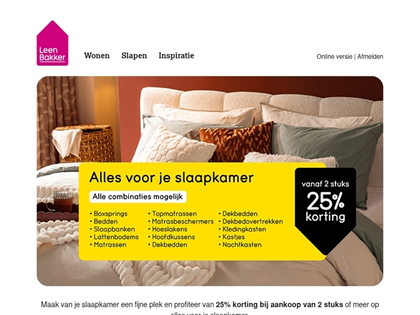 💤 Alles voor je slaapkamer: 25% korting! 💤