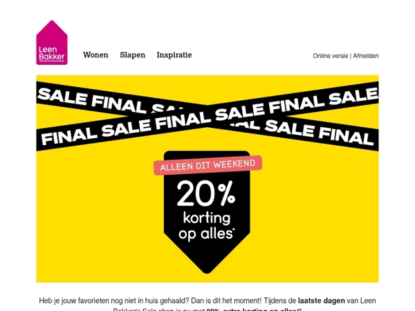 FINAL SALE - 20% extra korting op alles