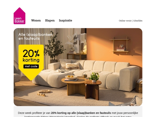 🤩 20% korting op alle banken & fauteuils!