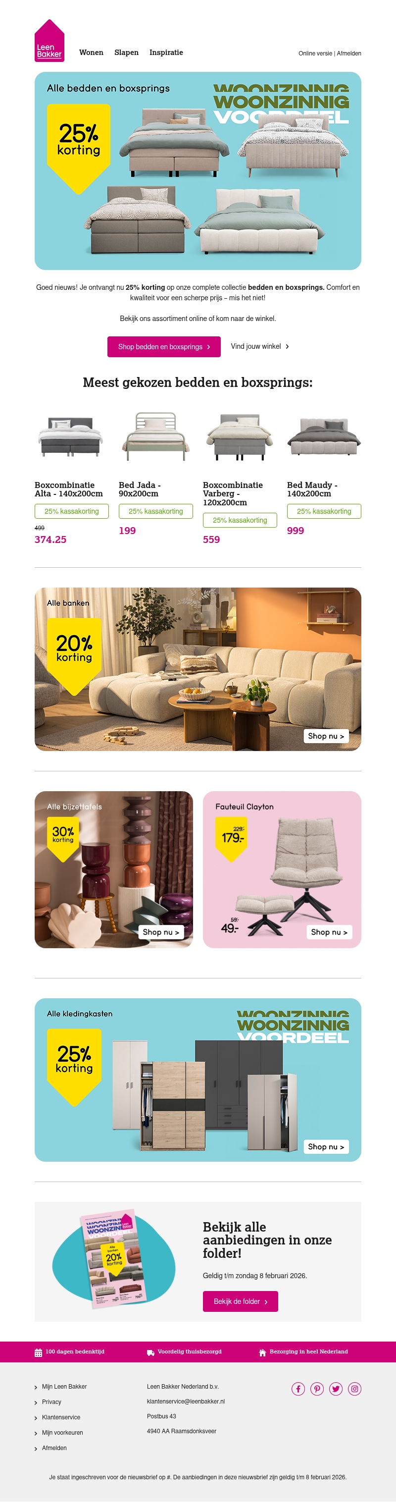 Alle bedden & boxsprings: nu 25% korting! Alle bedden & boxsprings: nu 25% korting!