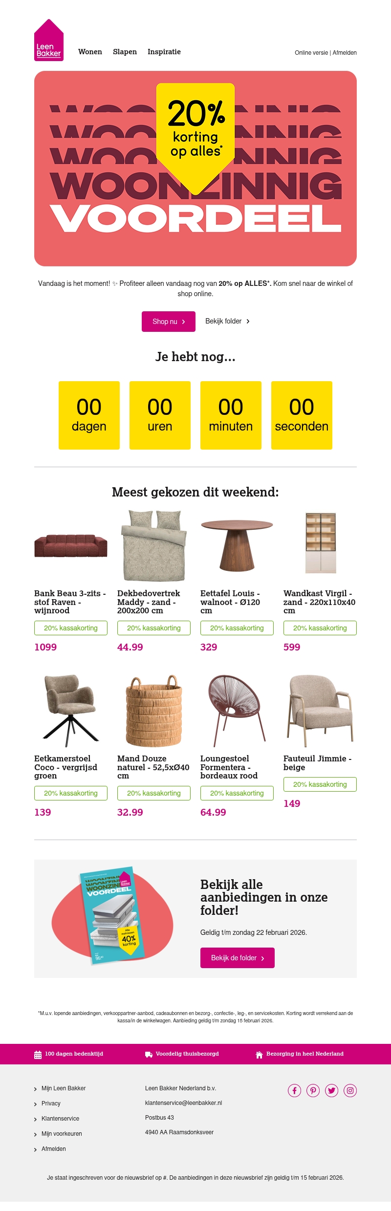 Laatste dag: 20% korting op alles* Laatste dag: 20% korting op alles*
