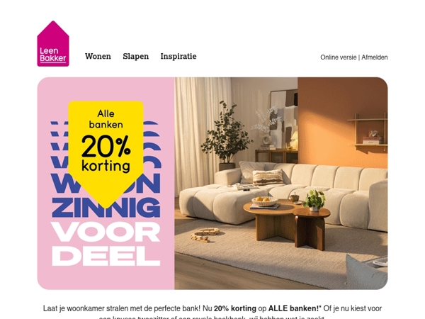 20% korting op alle banken