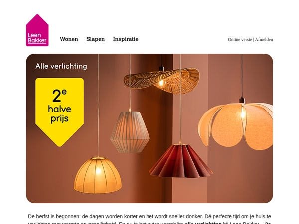 Alle verlichting 💡 2e halve prijs
