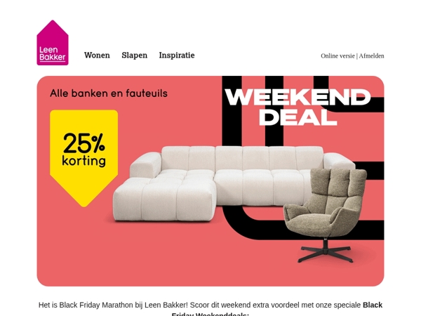 Alleen dit weekend: 25% korting op alle banken! 🛋️