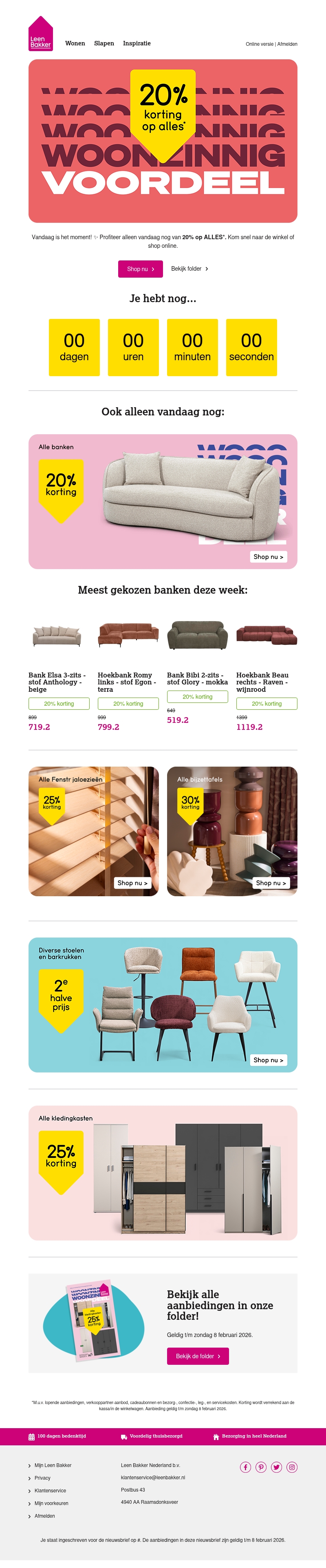 Laatste dag: 20% korting op alles* Laatste dag: 20% korting op alles*