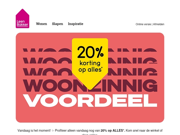Laatste dag: 20% korting op alles*