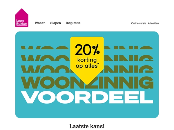 Laatste kans: 20% korting op alles*