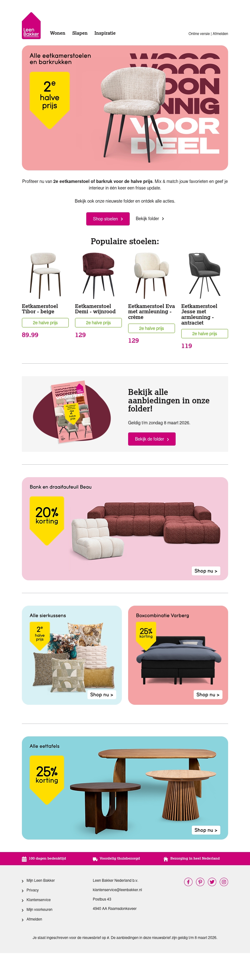 🪑 2e halve prijs op alle stoelen en barkrukken 🪑 2e halve prijs op alle stoelen en barkrukken