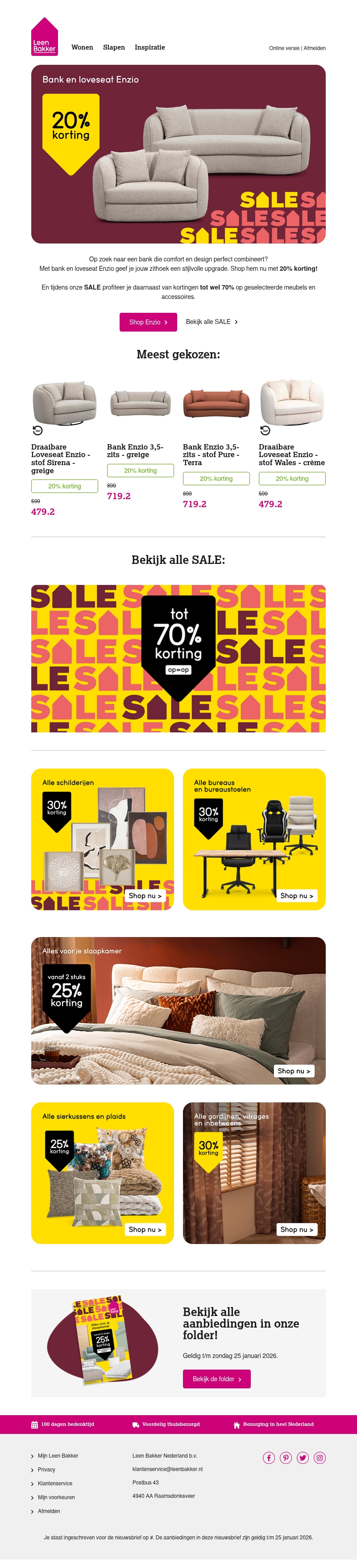 Ontspan in stijl: 20% korting op de Enzio bank! Ontspan in stijl: 20% korting op de Enzio bank!
