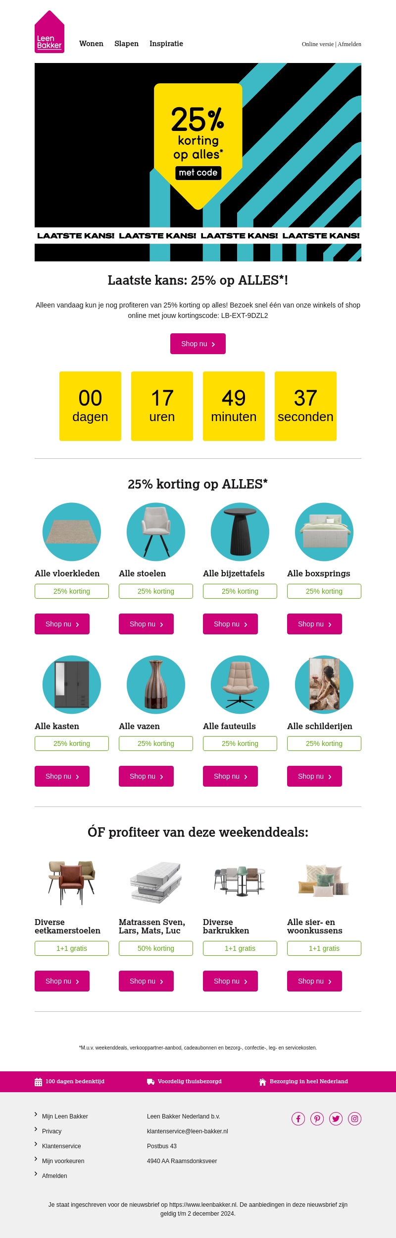 LAATSTE KANS: -25% op ALLES!* ⏰ LAATSTE KANS: -25% op ALLES!* ⏰