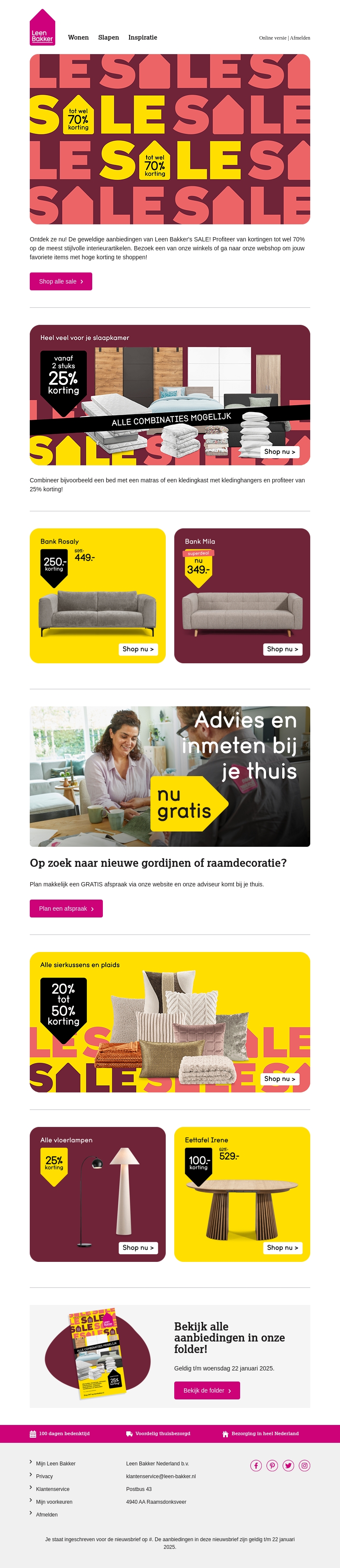 Tot wel 70% korting op bedden, banken, stoelen en nog veel meer.. Tot wel 70% korting op bedden, banken, stoelen en nog veel meer..