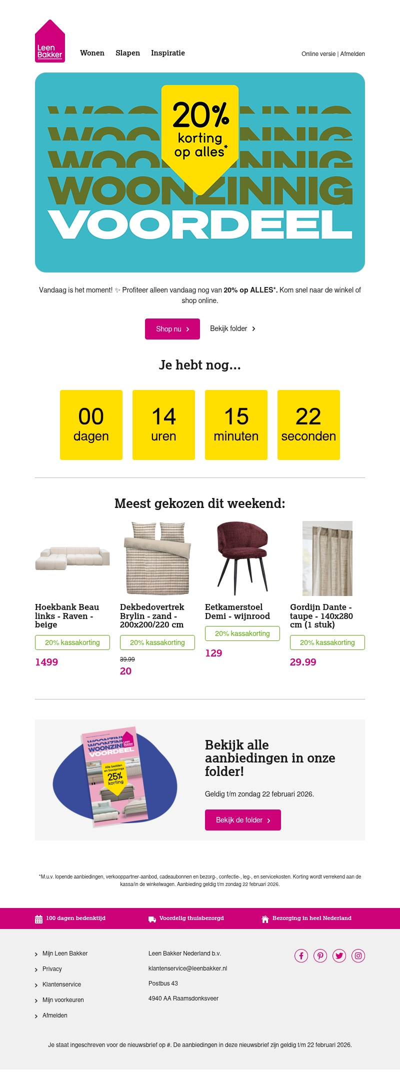 Laatste dag: 20% korting op alles* Laatste dag: 20% korting op alles*