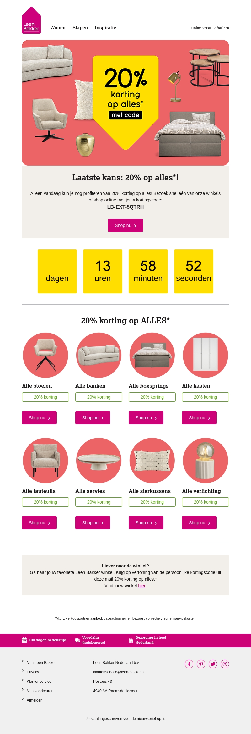 ⚠️ Korting gemist? Nog één dag -20% op alles!* ⚠️ Korting gemist? Nog één dag -20% op alles!*