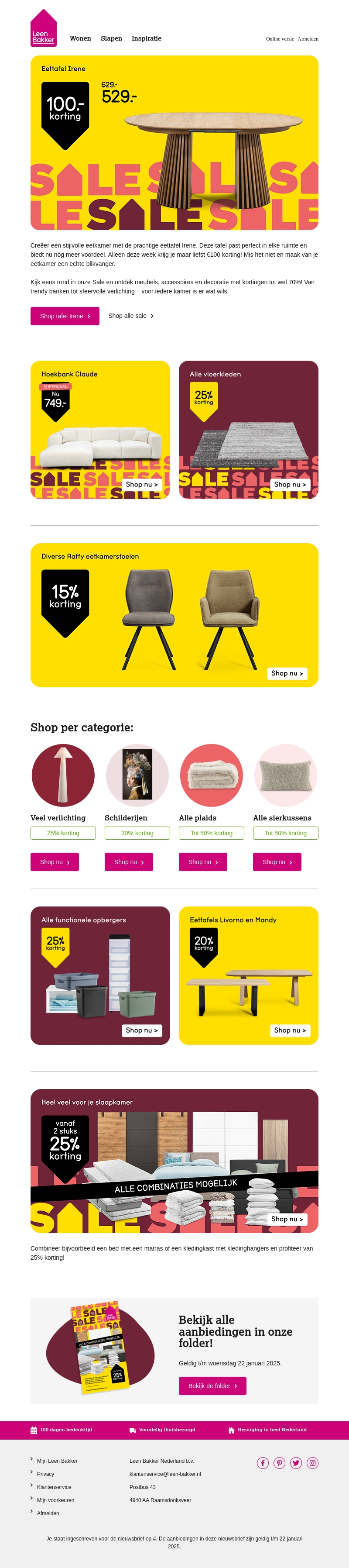 💥 €100 korting op eettafel Irene én Sale tot 70% korting! 💥 €100 korting op eettafel Irene én Sale tot 70% korting!